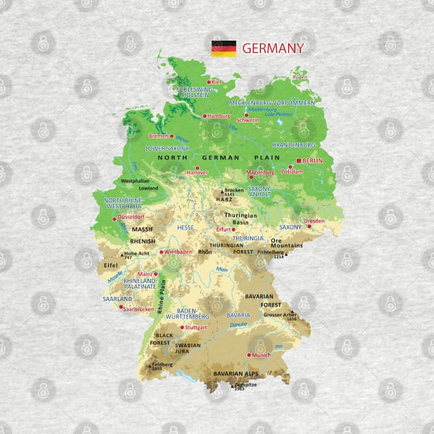Physical map of Germany by AliJun